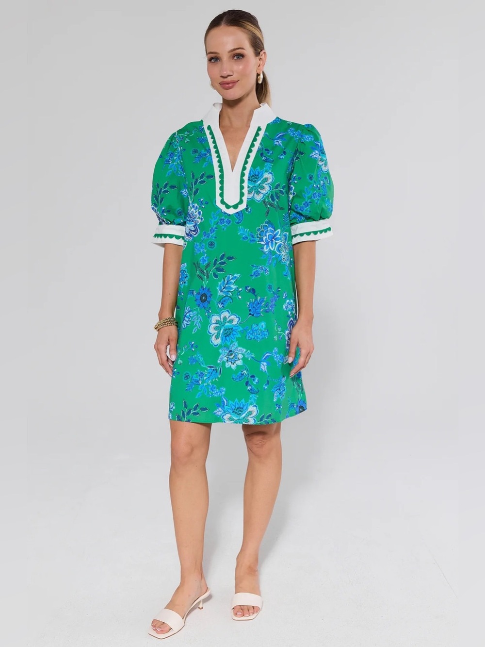 Entro Larsen Dress Green Floral Sz S
